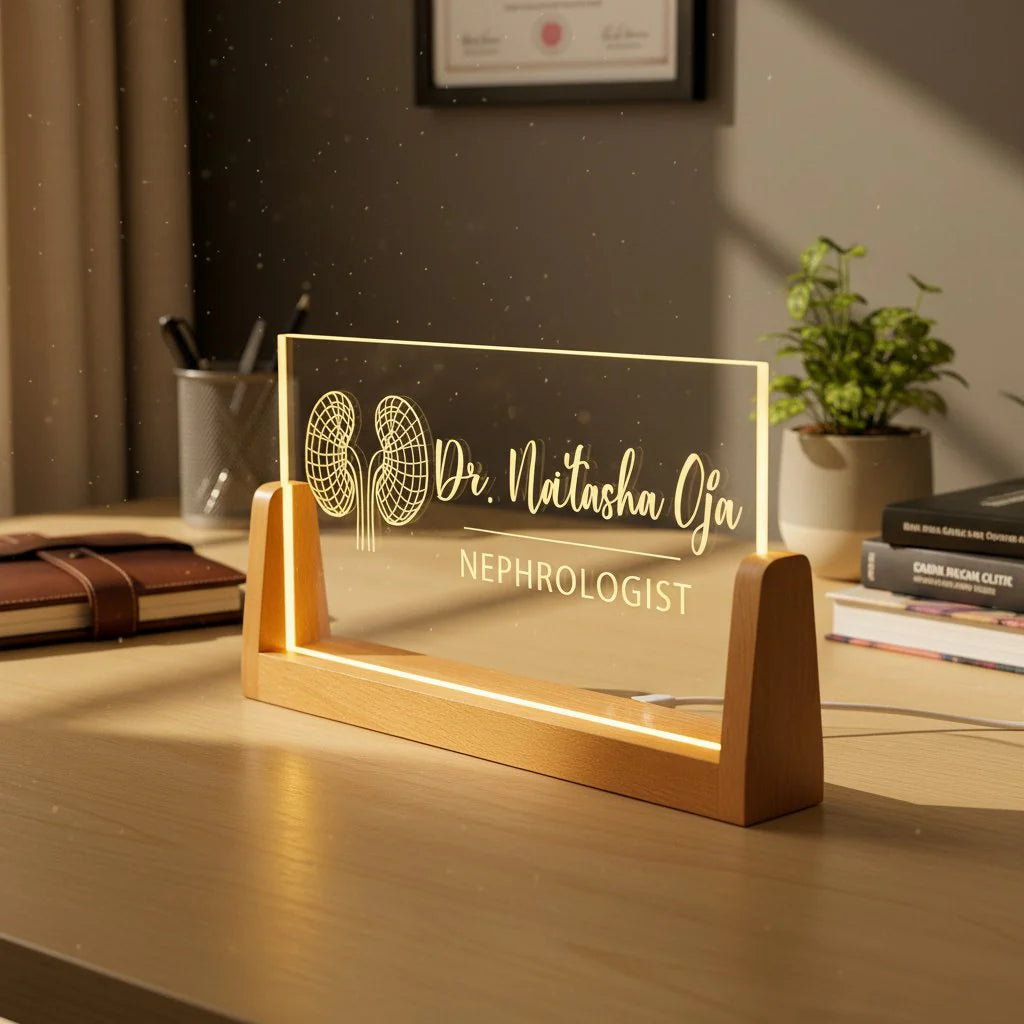Custom LED Name Plate For Nephrologist Decor