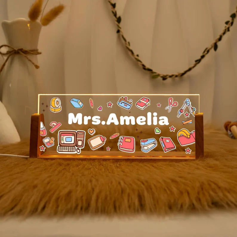 Custom LED Name Plate For Teachers Gifts