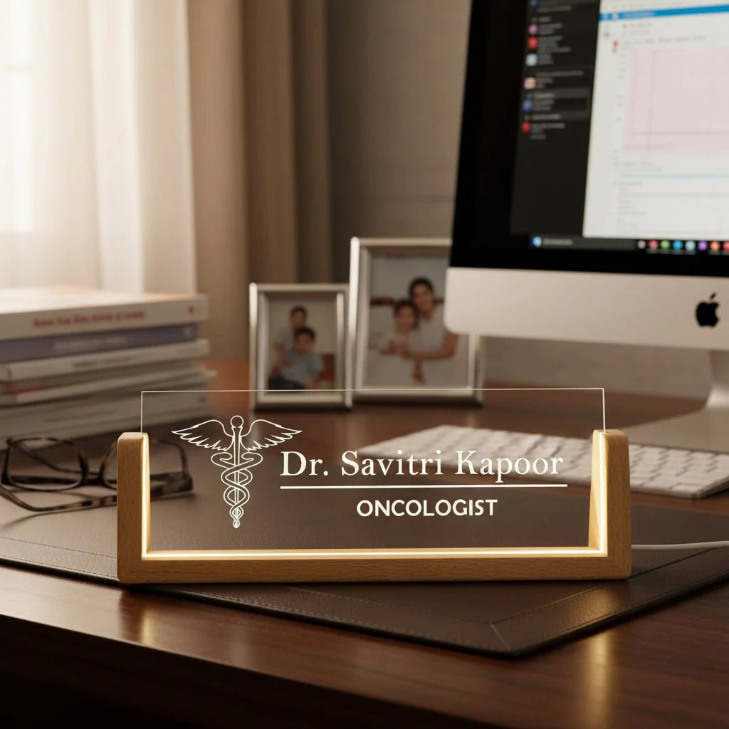 Custom LED Oncologist Desk Name Plate