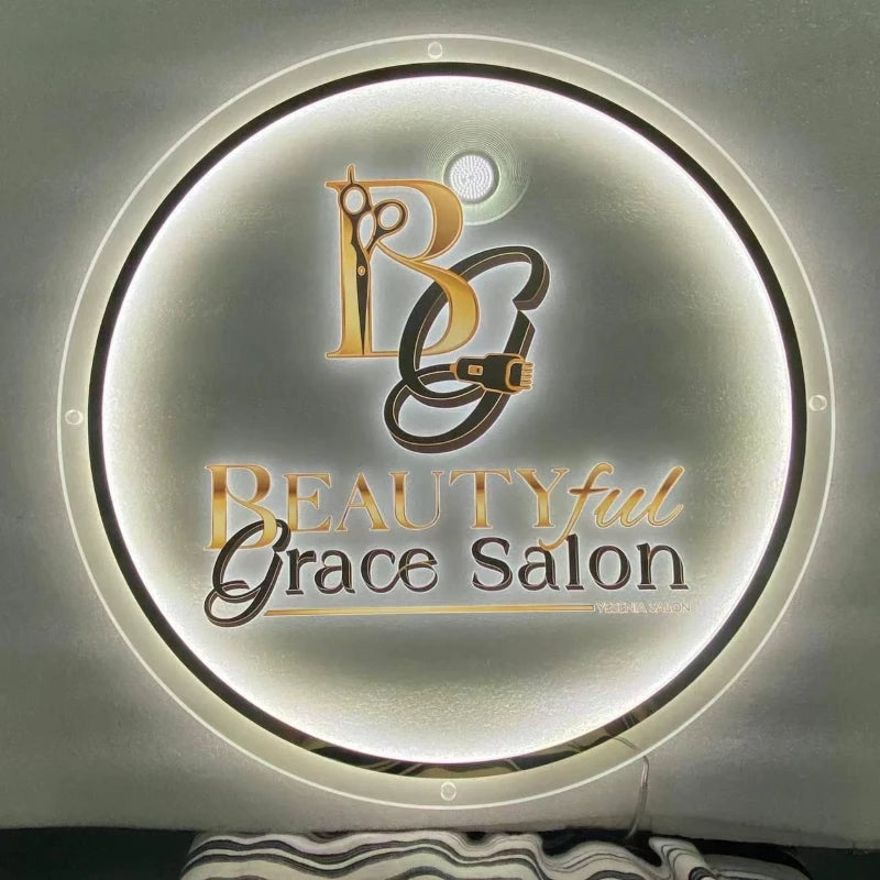 Custom Light Up Acrylic Business Salon Sign
