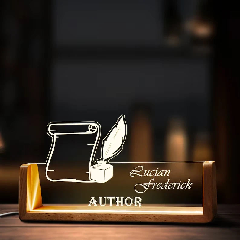 Custom Writer Desk LED Name Plate