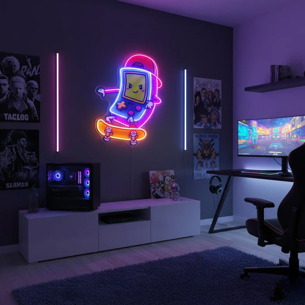Cute Game Controller UV Print Neon Sign