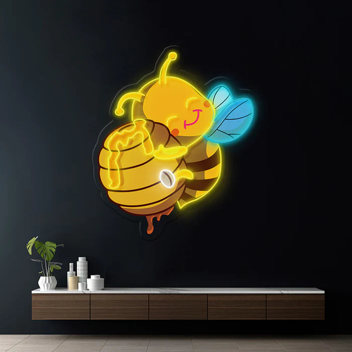 Cute Honey Bee Artwork Neon Sign