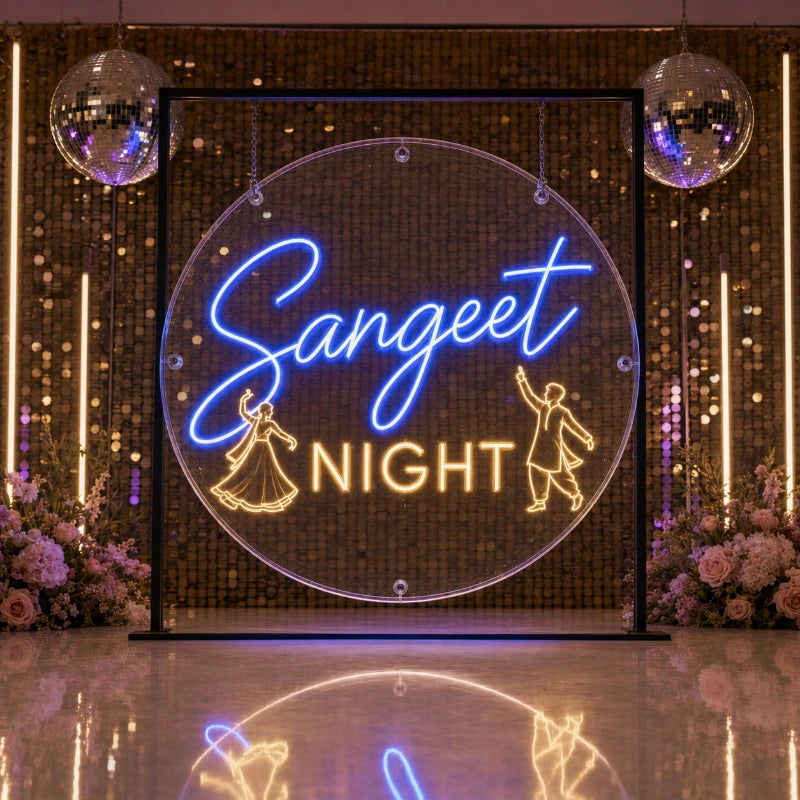Dancing Couple Sangeet Night Neon Sign