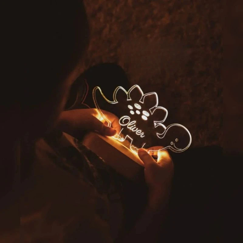 Dinosaur LED Night Lamp For Kids Personalised Dinosaur LED Sign