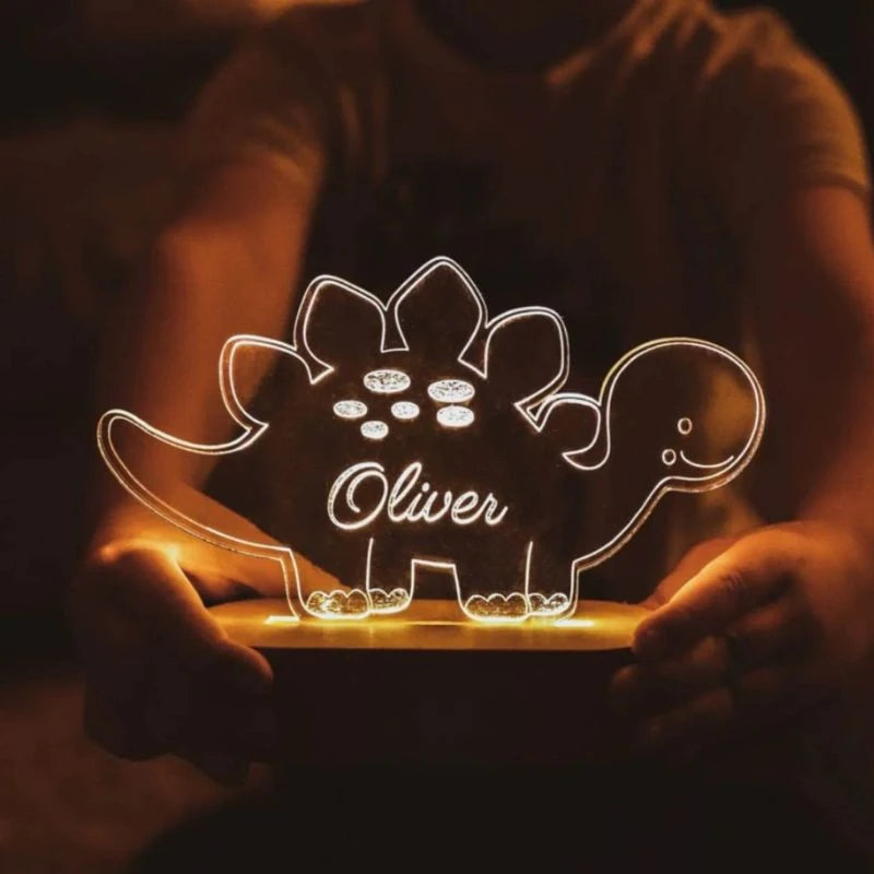 Dinosaur LED Night Lamp For Kids Personalised Dinosaur LED Sign