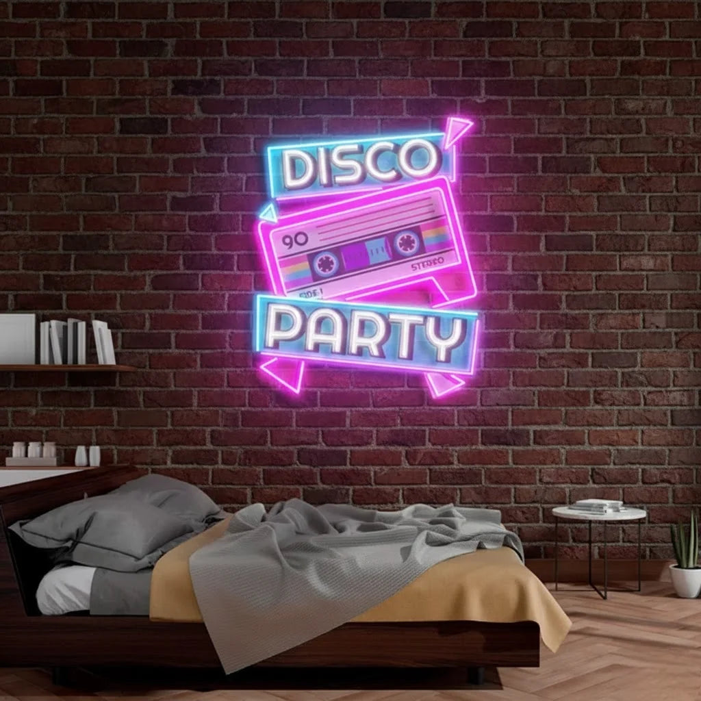 Disco Party Custom UV Printed LED Sign