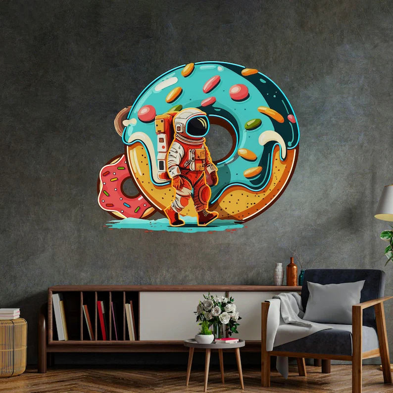 Donut Astronaut Neon Sign UV Print