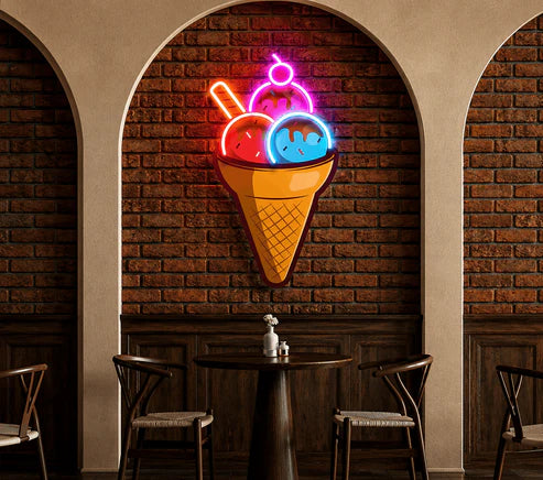 Double Scoop Ice Cream Neon Sign