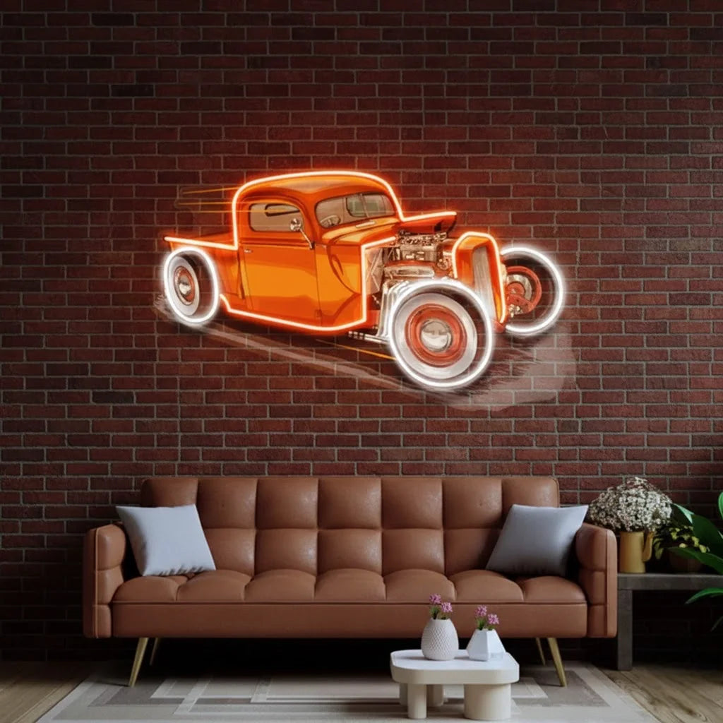 Drag Racing Car UV Print LED Neon