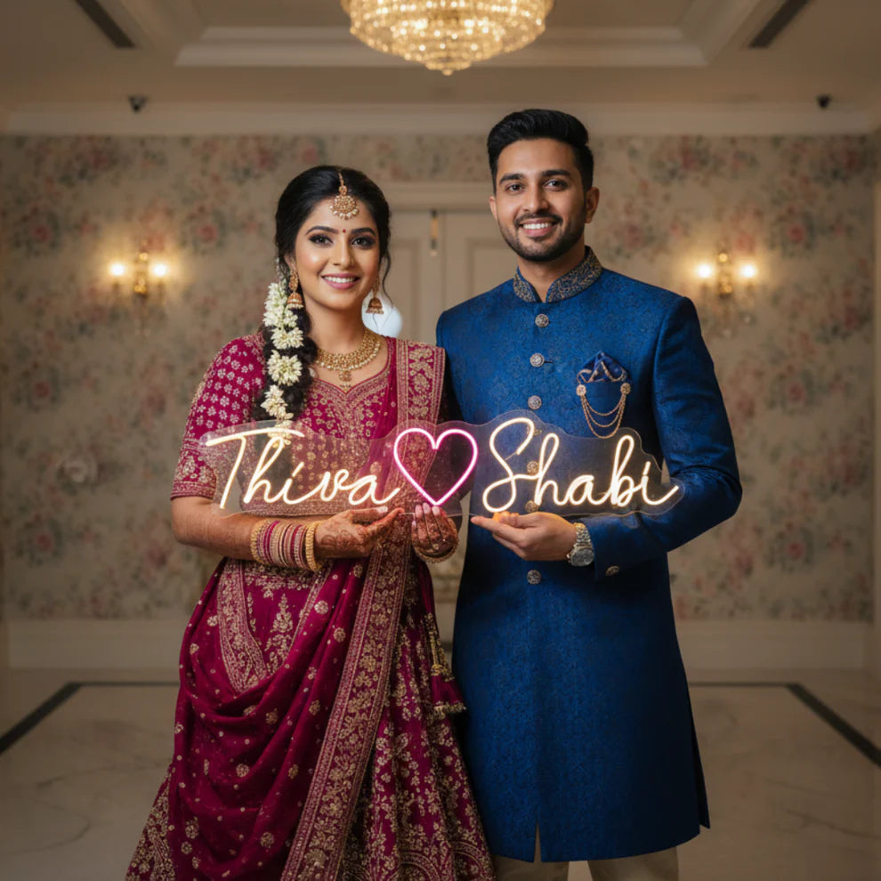 Custom Neon Sign for Wedding with Couple Names