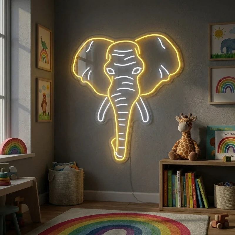 Elephant Head Neon Decor Light