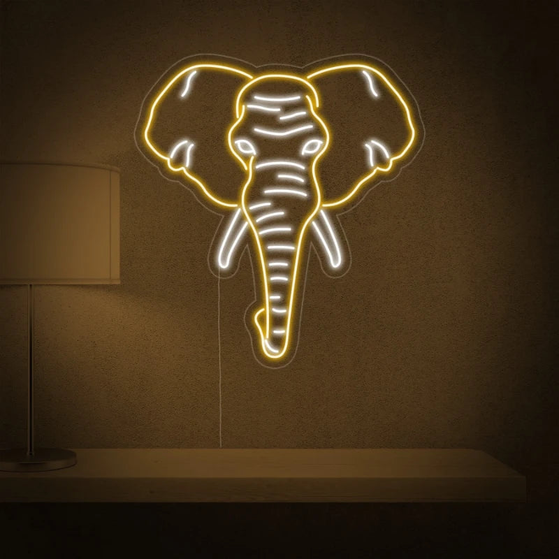 Elephant Head Neon Decor Light