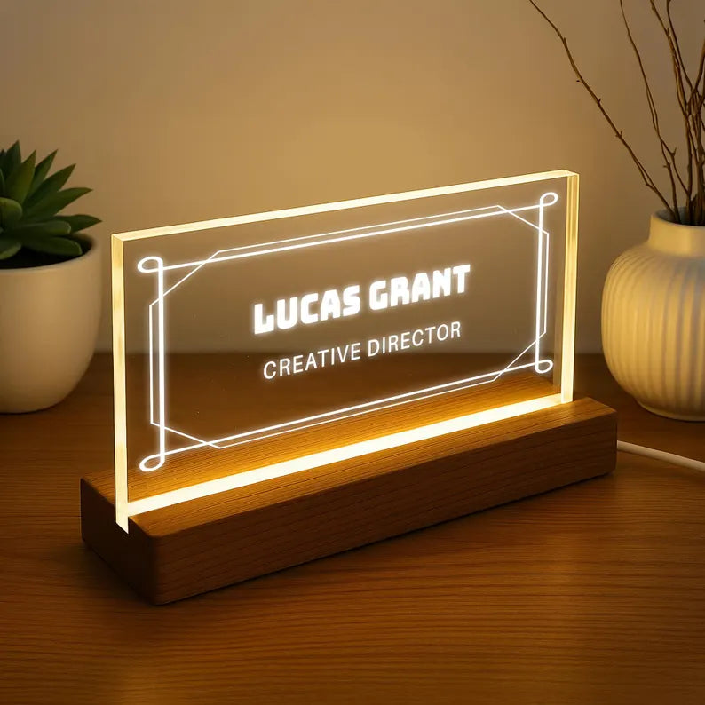 Engraved Name Plate LED Desk Light With Profession Title