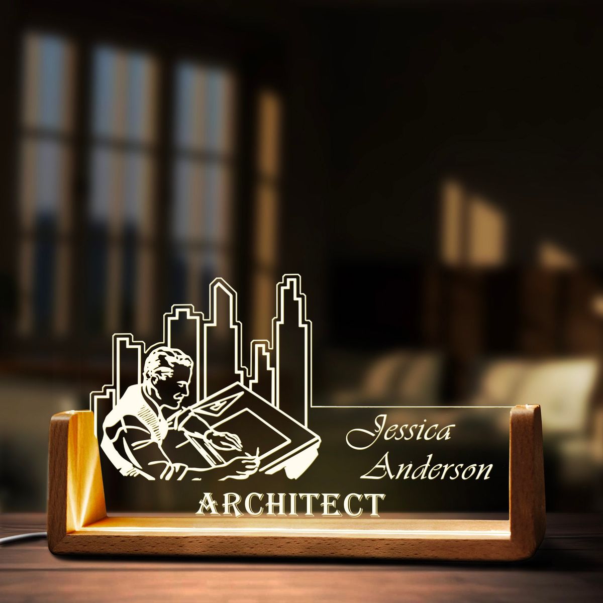 LED Custom Architect Desk Name Plate