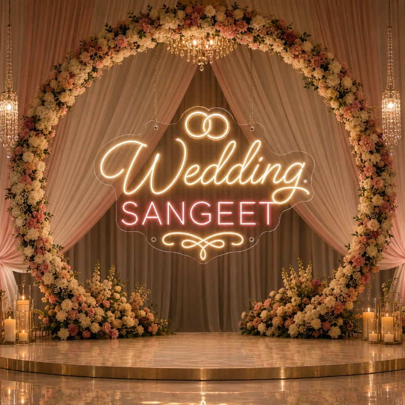 Floral Wedding Sangeet Neon Sign