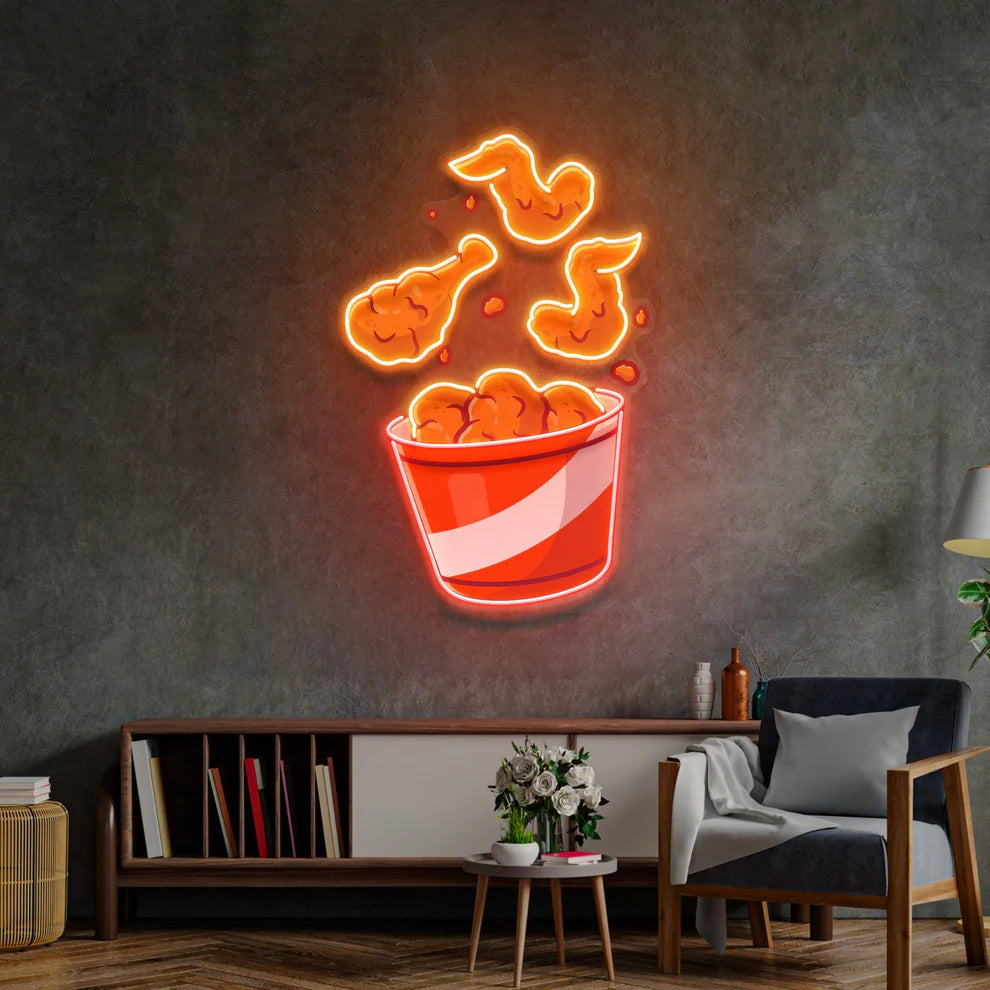 Flying Fried Chicken LED Neon Sign