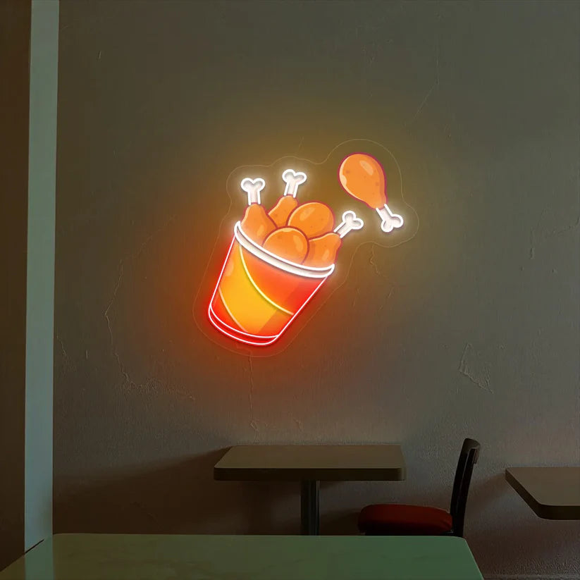 Flying Fried Chicken Neon Sign