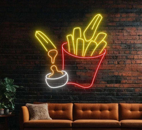 French Fries & Sauce Neon Light