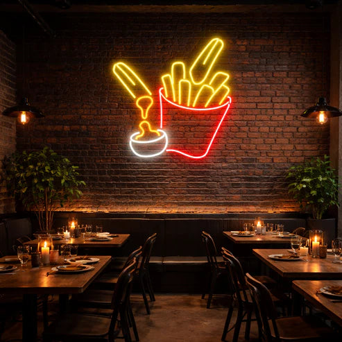 French Fries & Sauce Neon Light