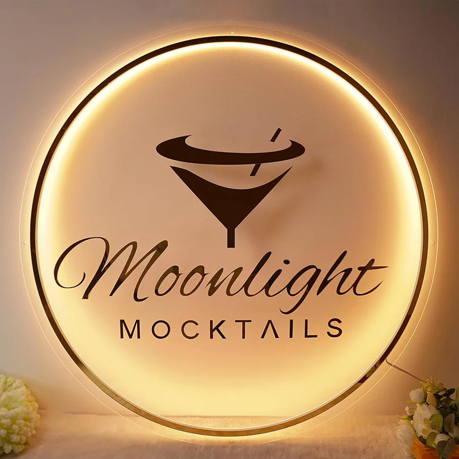Frosted Acrylic Sign with Gold Logo