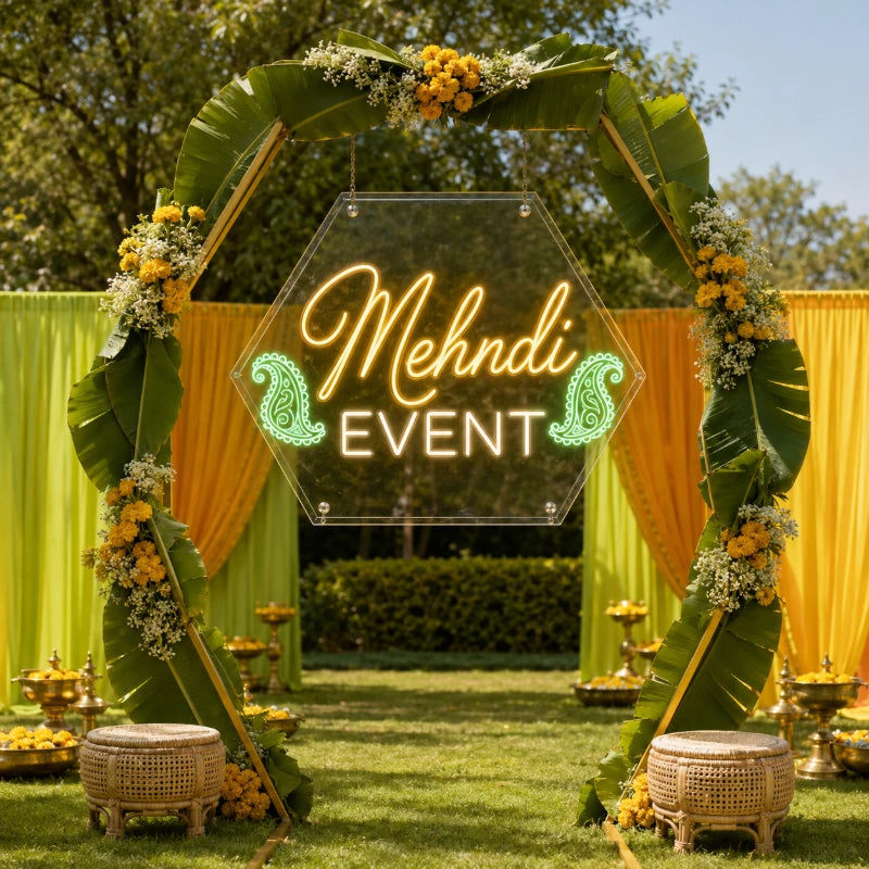 Garden Paisley Mehndi Event Neon Sign