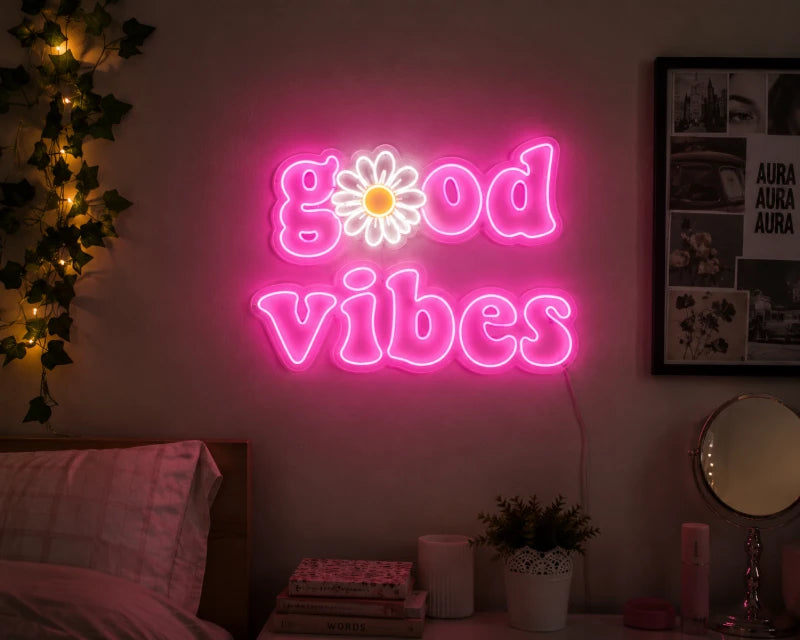 Good Vibes LED Neon Sign With UV Printed