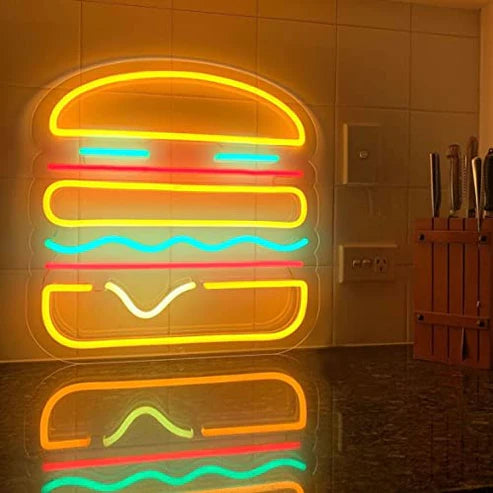 Hamburger Neon Wall Light