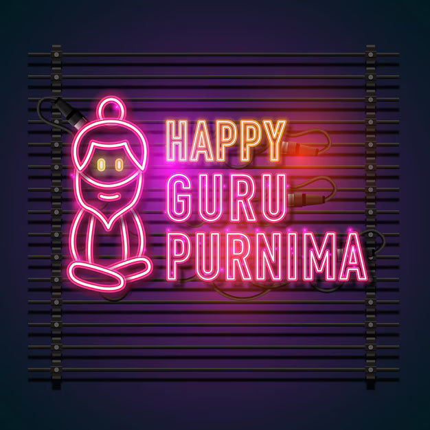 Happy guru purnima neon design