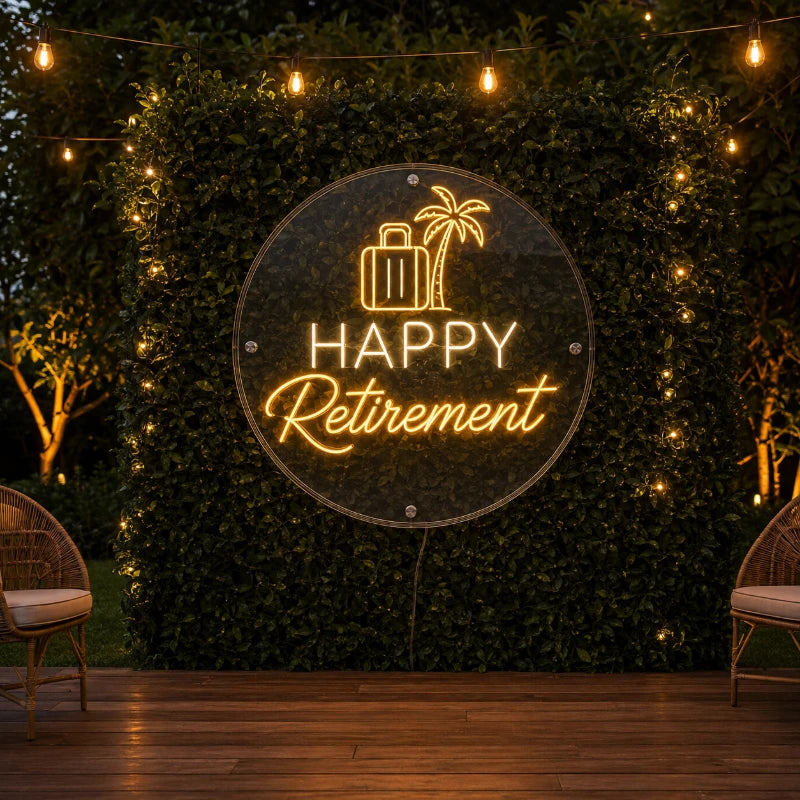 Happy Retirement Travel Neon Sign