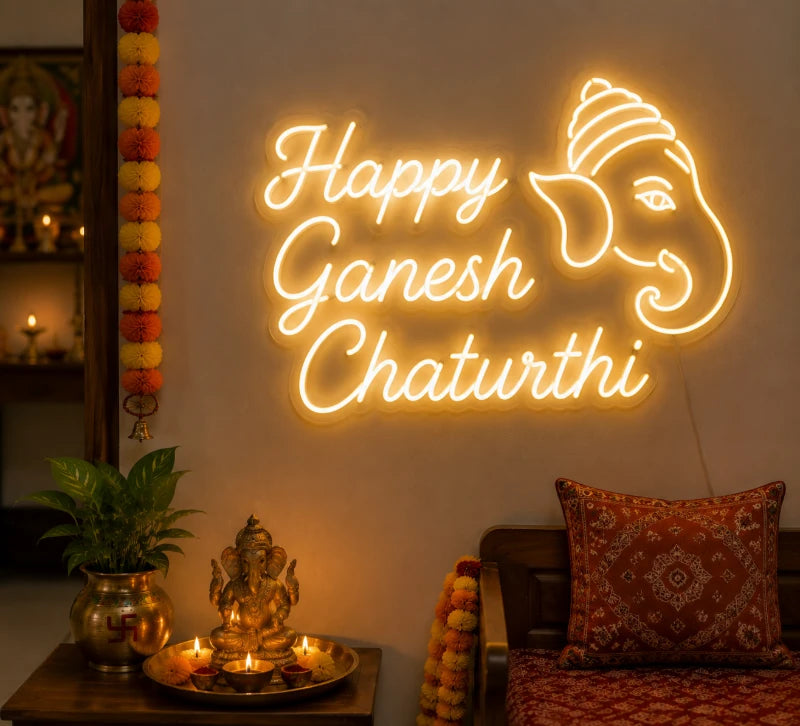 Happy Ganesh Chaturthi Neon Sign