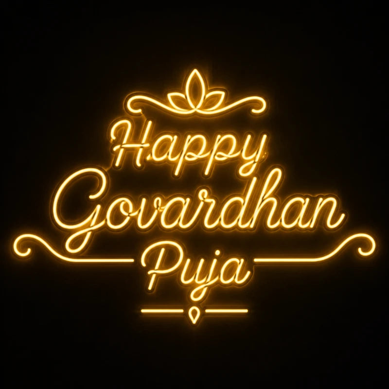 Happy Govardhan Puja Neon Light