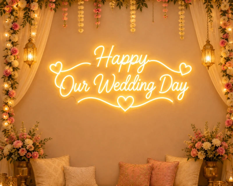 Happy Our Wedding Day LED Neon Sign