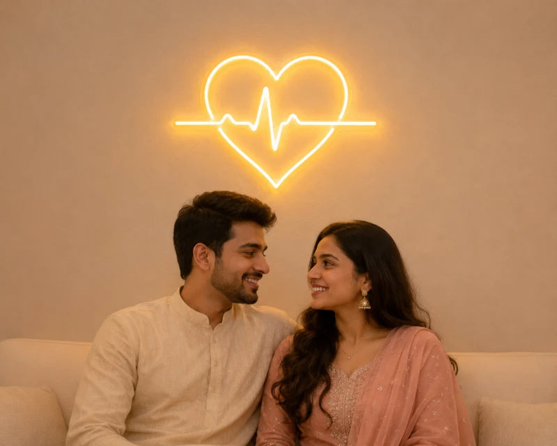 Heartbeat EKG Line Neon Sign For Couple Room