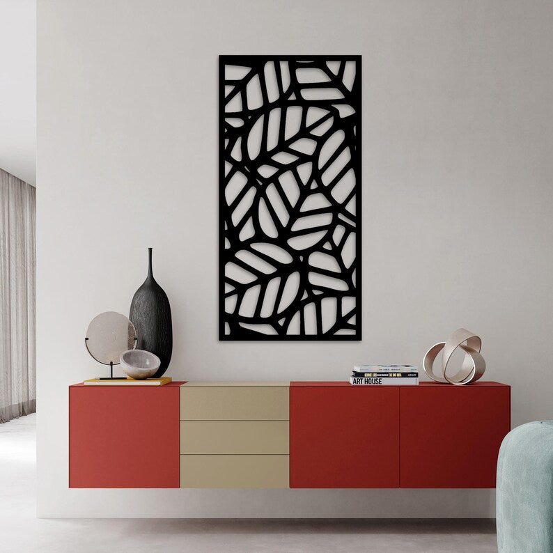 Wooden Leaf Rectangle Wall Art