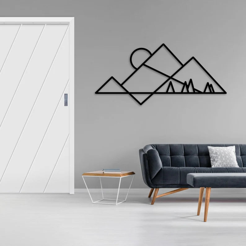Geometric Mountain Wooden Wall Art