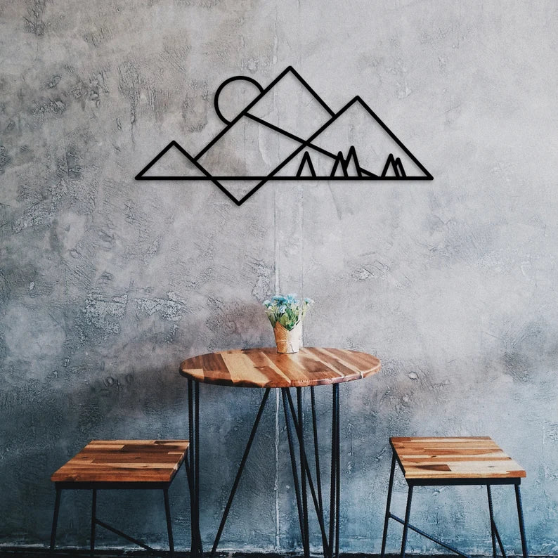 Geometric Mountain Wooden Wall Art