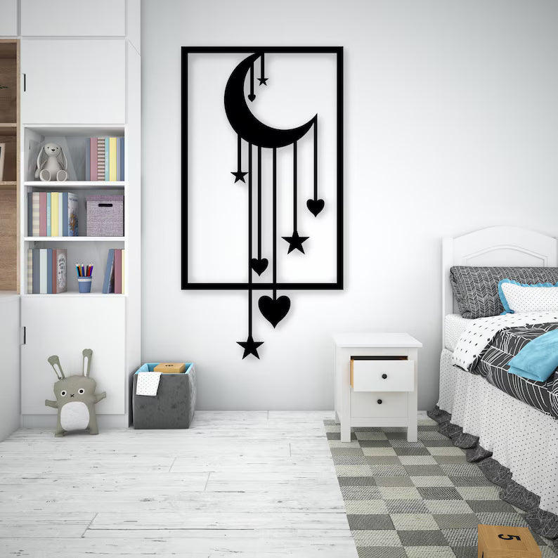 Moon and Stars Wood Wall Art