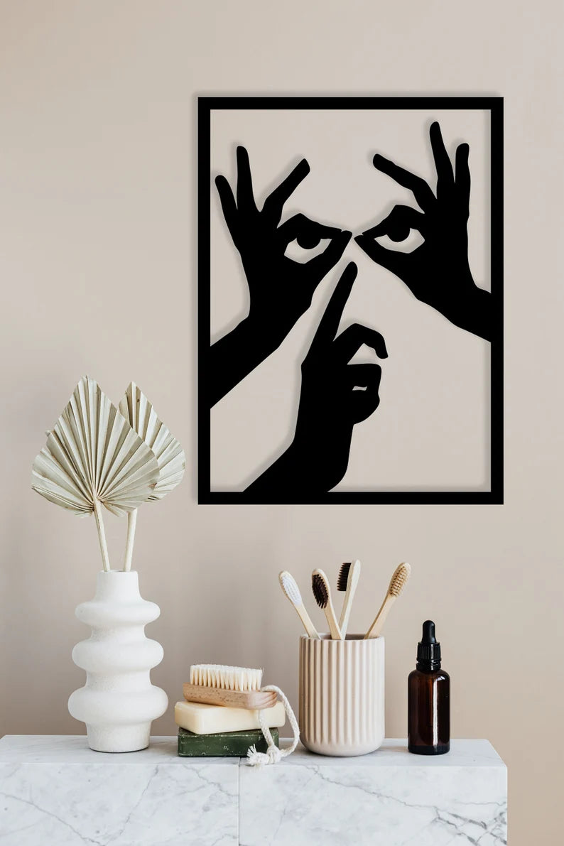 Large Hands Wooden wall art abstract room decor