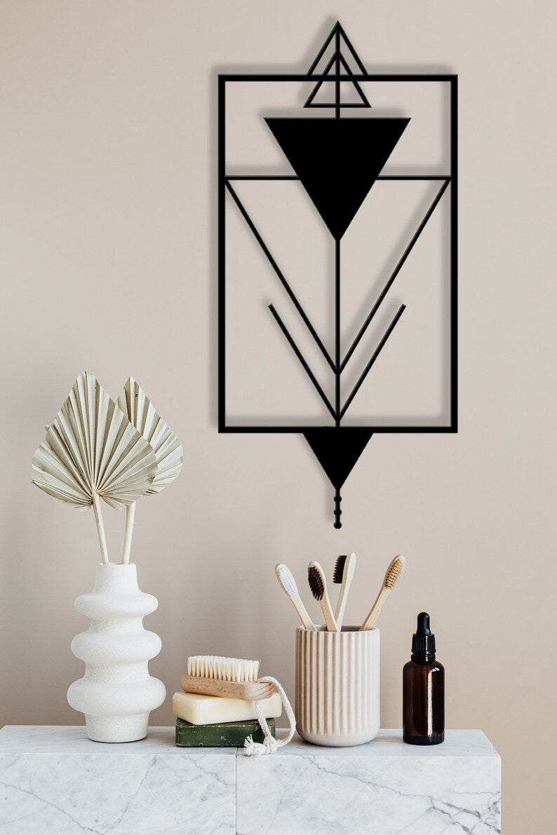 Triangle Stylish Linear Geometric Wooden Wall Art