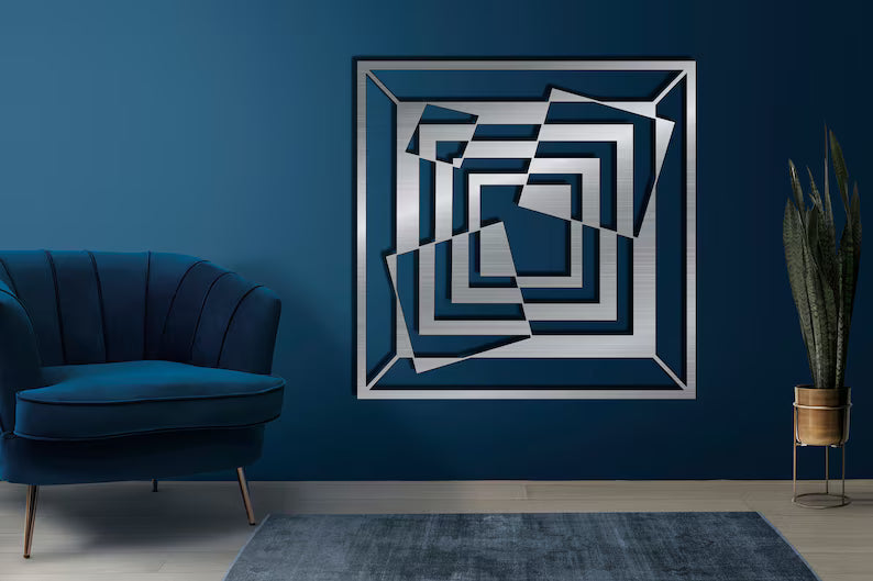 Optical İllusion Square Wooden Wall Art Decor