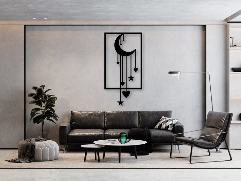 Moon and Stars Wood Wall Art