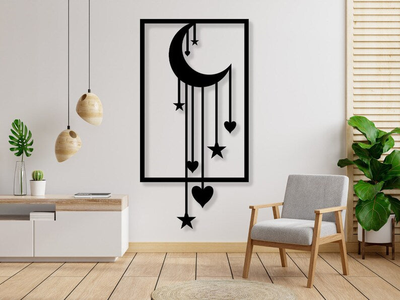 Moon and Stars Wood Wall Art