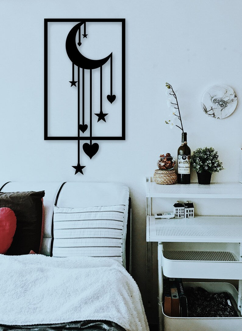Moon and Stars Wood Wall Art