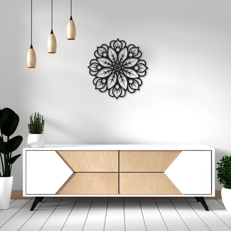 Enhance Dining Area with Beautiful Mandala Wood Wall