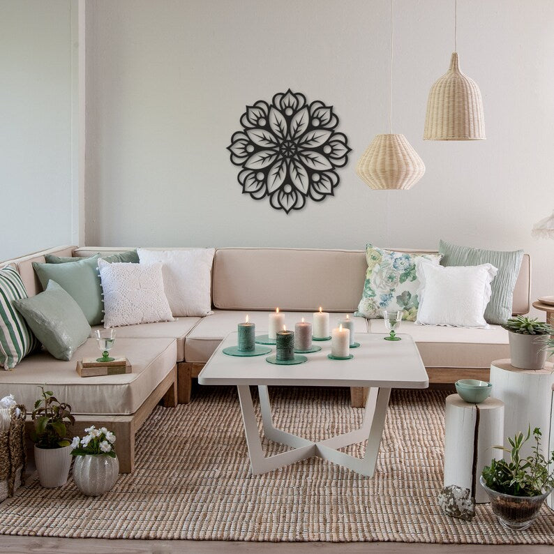 Enhance Dining Area with Beautiful Mandala Wood Wall