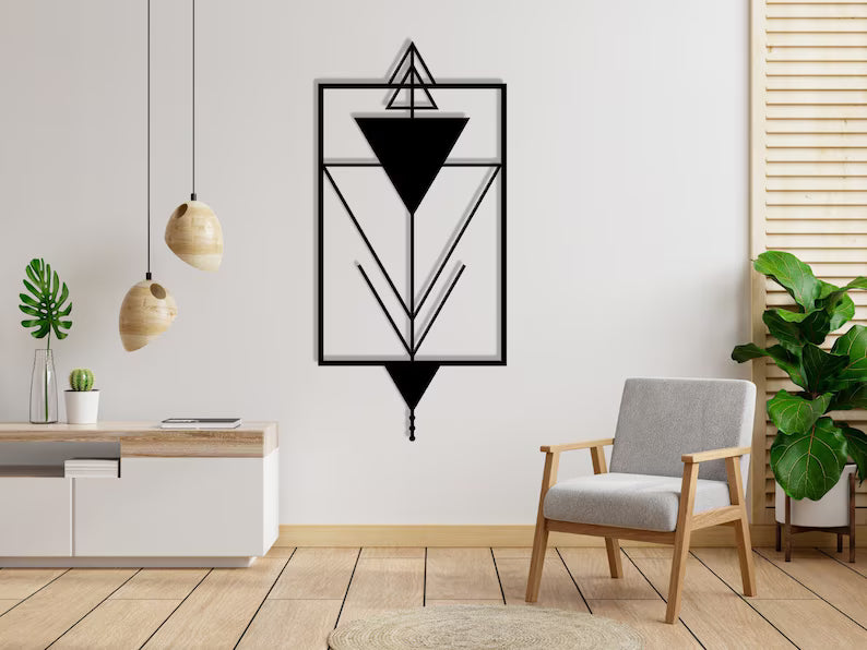Triangle Stylish Linear Geometric Wooden Wall Art