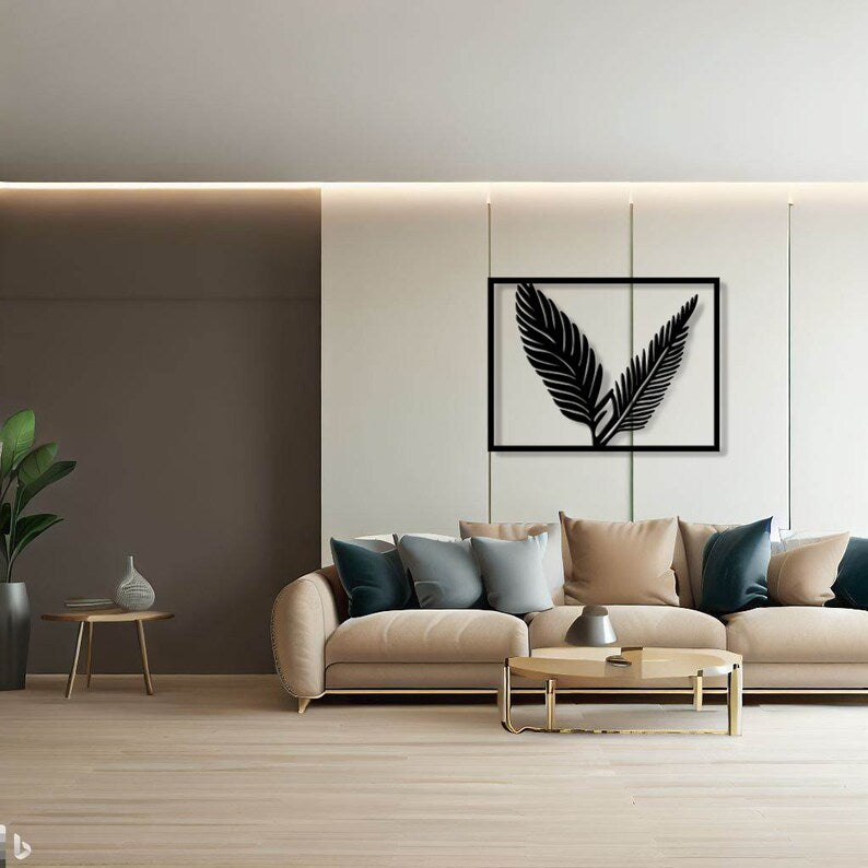 Decorative Bird Feather Wooden Wall Art