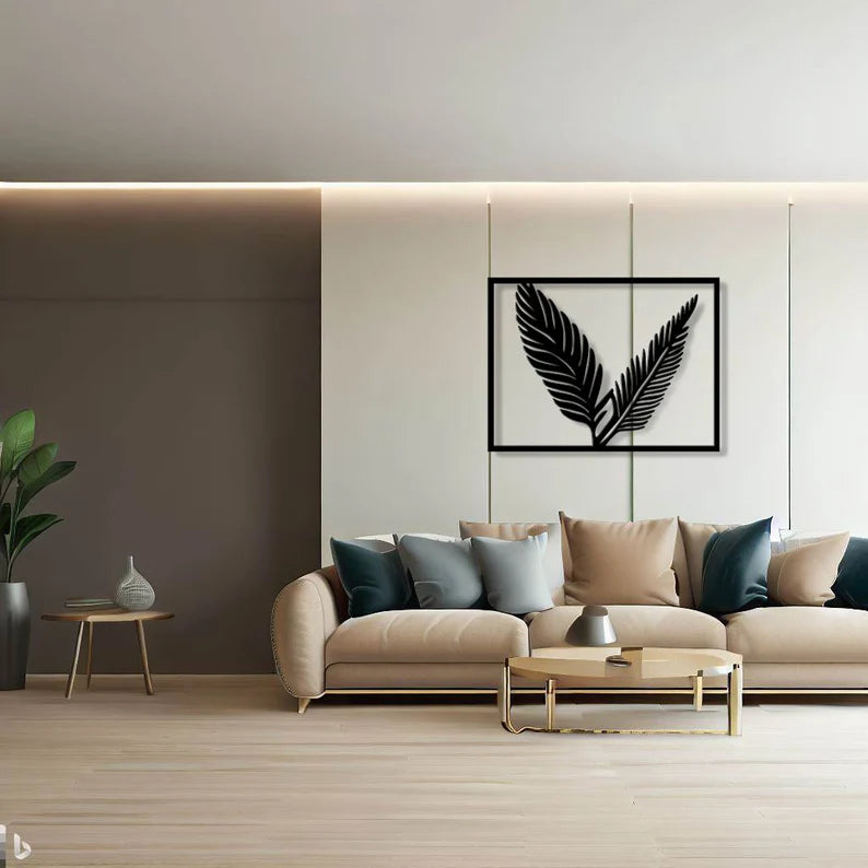 Decorative Bird Feather Wooden Wall Art
