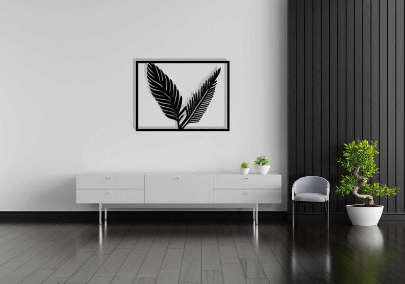 Decorative Bird Feather Wooden Wall Art